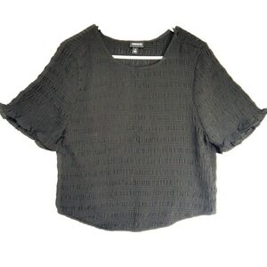 Torrid Fully Smocked Ruffle Trim Half Sleeve Crop Top Blouse Womens 1‎ XL